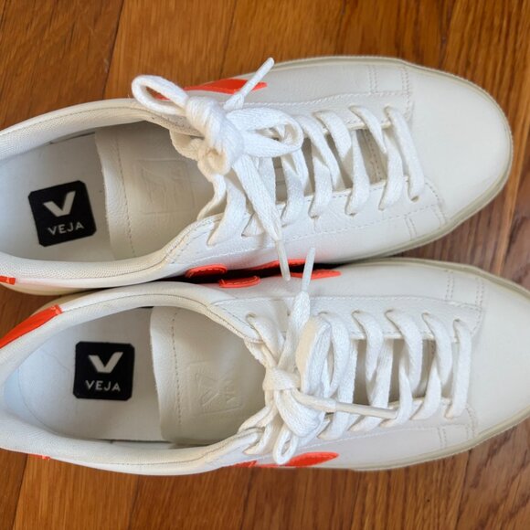 VEJA CAMPO LEATHER WHITE ORANGE - Picture 7 of 8